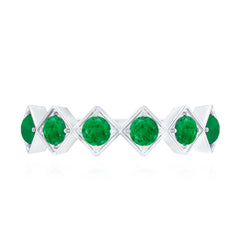 Geometric Emerald Half Eternity Ring for Women
