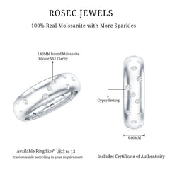 Scatter Moissanite Wedding Wide Band Ring
