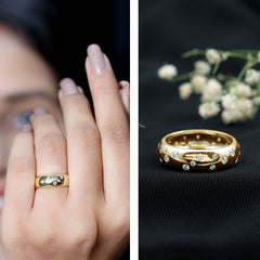 Scatter Moissanite Wedding Wide Band Ring