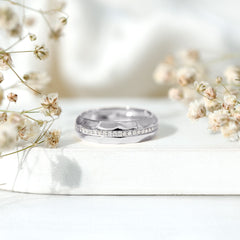 Natural Diamond Wide Eternity Band Ring with Textured
