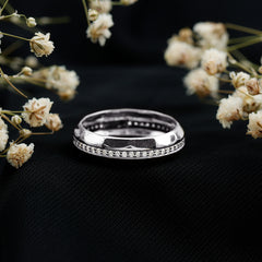 Natural Diamond Wide Eternity Band Ring with Textured