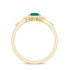 5mm Round Shape Emerald Promise Ring with Diamond Halo