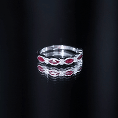 Natural Marquise Ruby Half Eternity Ring with Moissanite