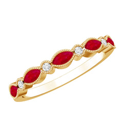 Natural Marquise Ruby Half Eternity Ring with Moissanite