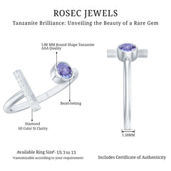 Contemporary Tanzanite Diamond Ring in Cuff Style