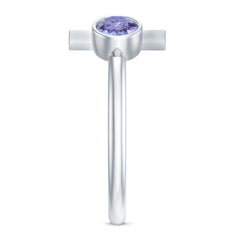 Contemporary Tanzanite Diamond Ring in Cuff Style