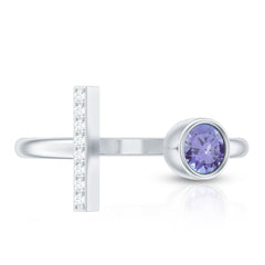 Contemporary Tanzanite Diamond Ring in Cuff Style