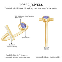 Contemporary Tanzanite Diamond Ring in Cuff Style