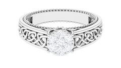 0.50 CT Real Diamond Celtic Knot Band Ring in Gold