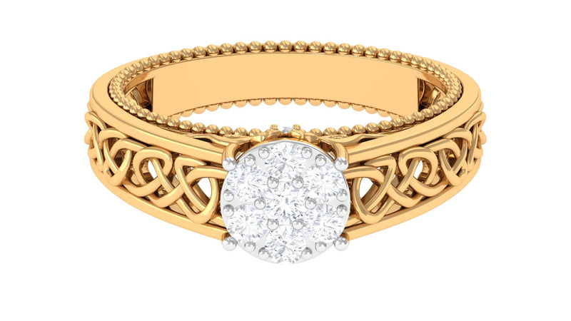 0.50 CT Real Diamond Celtic Knot Band Ring in Gold