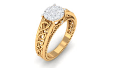 0.50 CT Real Diamond Celtic Knot Band Ring in Gold