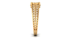 Round Cut Real Diamond Engagement Ring with Gold Filigree Shank