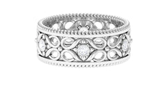 Vintage Inspired Real Diamond Wedding Band Ring