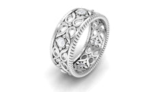 Vintage Inspired Real Diamond Wedding Band Ring