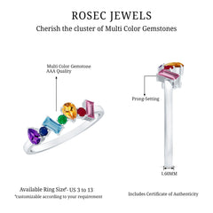 3/4 CT Colorful Multi Gemstone Promise Ring