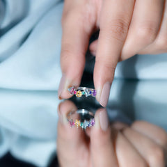 3/4 CT Colorful Multi Gemstone Promise Ring