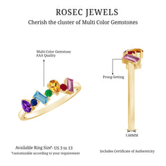 3/4 CT Colorful Multi Gemstone Promise Ring