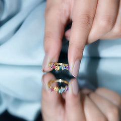 3/4 CT Colorful Multi Gemstone Promise Ring