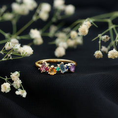 3/4 CT Colorful Multi Gemstone Promise Ring