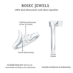 Brilliant Cut Moissanite Engagement Ring in Tension Setting