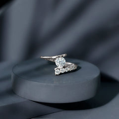 6 MM Certified Round Moissanite Bypass Engagement Ring