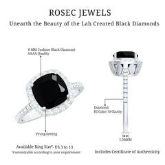 Vintage Inspired Lab Created Black Diamond Engagement Ring with Diamond