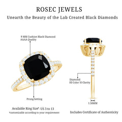 Vintage Inspired Lab Created Black Diamond Engagement Ring with Diamond