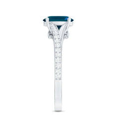6X8mm Oval Cut London Blue Topaz Engagement Ring with Diamond Split Shank