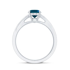 6X8mm Oval Cut London Blue Topaz Engagement Ring with Diamond Split Shank