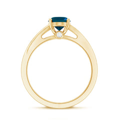6X8mm Oval Cut London Blue Topaz Engagement Ring with Diamond Split Shank