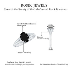 Lab Created Black Diamond Solitaire Engagement Ring with Diamond