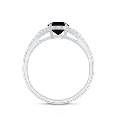 Lab Created Black Diamond Solitaire Engagement Ring with Diamond