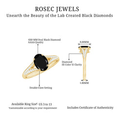 Lab Created Black Diamond Solitaire Engagement Ring with Diamond