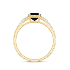 Lab Created Black Diamond Solitaire Engagement Ring with Diamond