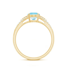 1.25 CT Oval Aquamarine Solitaire Engagement Ring with Diamond Accent
