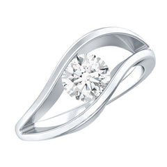 Certified 6 MM Round Moissanite Solitaire Ring with Tension Setting