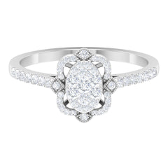 3/4 CT Diamond Solitaire Illusion Art Deco Ring