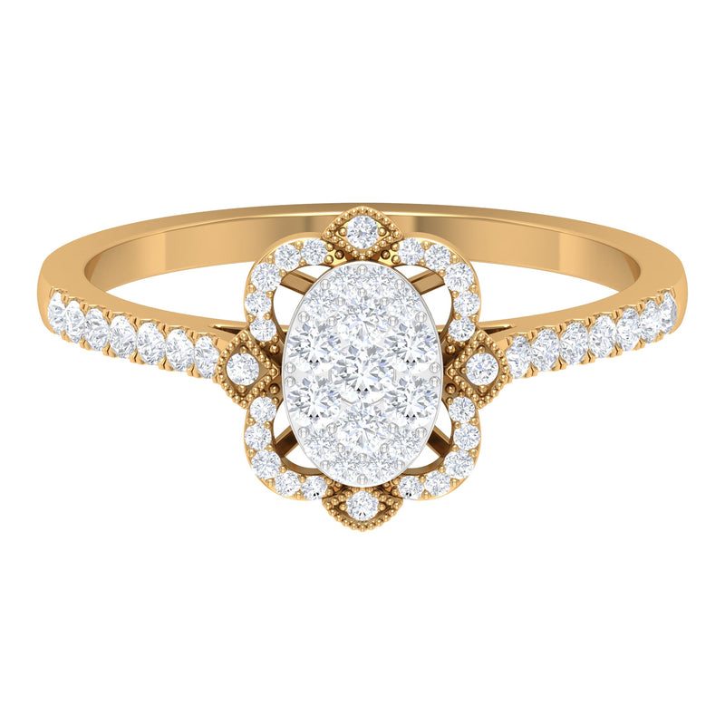 3/4 CT Diamond Solitaire Illusion Art Deco Ring