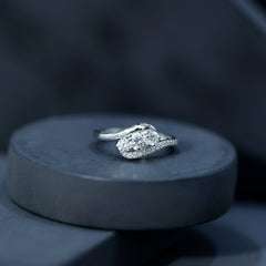Certified Moissanite Three Stone Engagement Ring with Bypass Shank