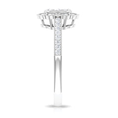Vintage Inspired Diamond Halo Engagement Ring In Illusion Setting