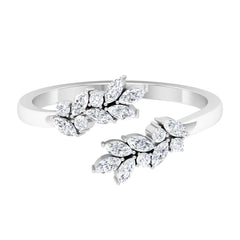 Nature Inspired Diamond Leaf Wrap Ring for Women