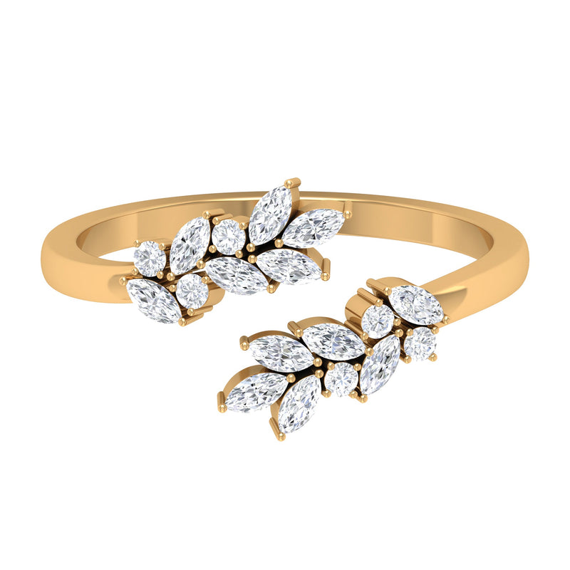 Nature Inspired Diamond Leaf Wrap Ring for Women