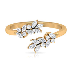 Nature Inspired Diamond Leaf Wrap Ring for Women