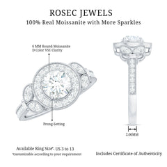 Vintage Inspired Moissanite Halo Engagement Ring