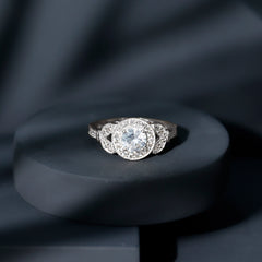 Vintage Inspired Moissanite Halo Engagement Ring