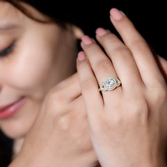 Vintage Inspired Moissanite Halo Engagement Ring
