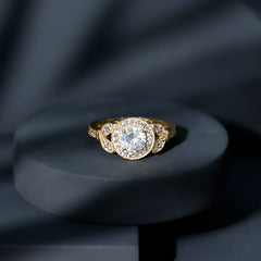 Vintage Inspired Moissanite Halo Engagement Ring