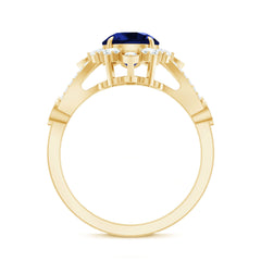 Certified 2.7 Carat Lab Grown Blue Sapphire Flower Engagement Ring with Diamond