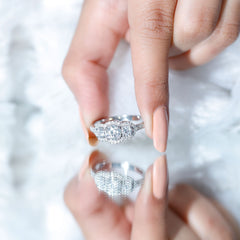 2 CT Certified Moissanite Three Stone Statement Engagement Ring