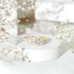 2 CT Certified Moissanite Three Stone Statement Engagement Ring